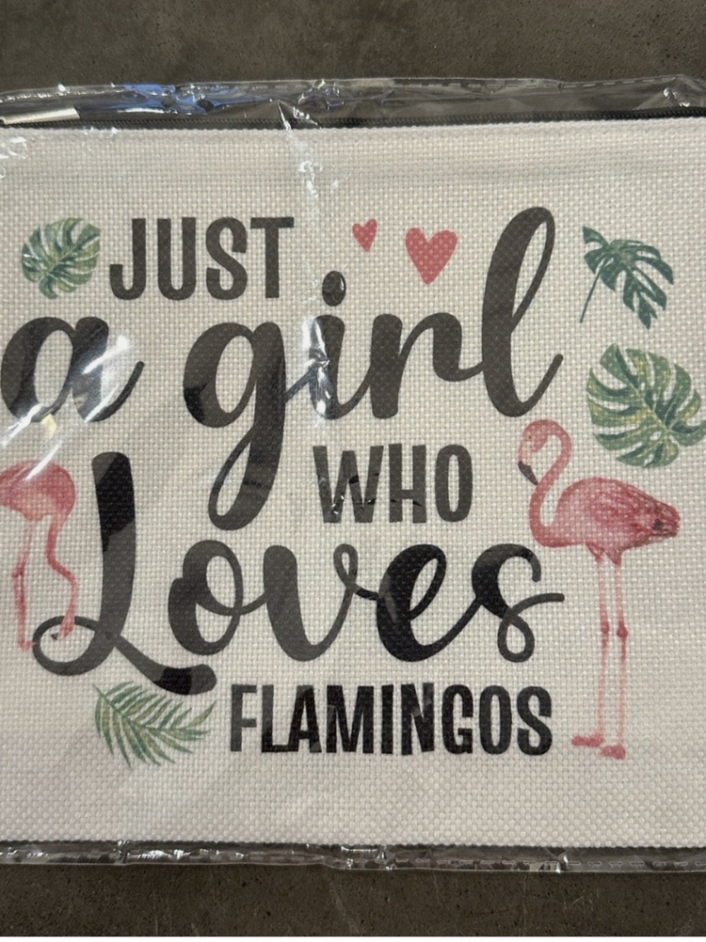Just A Girl Who Loves Flamingos Makeup Bag Cosmetic Toiletry Pouch NEW!!